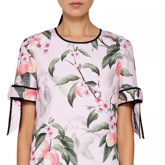 NWOT TED BAKER LONDON  Cathe Peach Blossom Bow-Sleeve Top - Picture 2 of 12